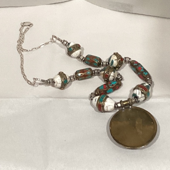 Bohemian Beaded Necklace with Turquoise and White Accents - Picture 3 of 4
